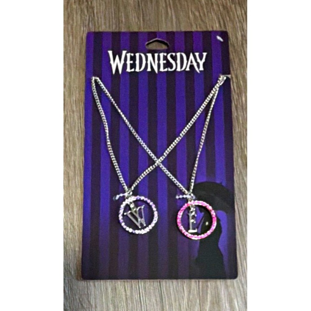 Wednesday 2-Piece Necklace Jewelry Set Silver, Pink and Purple NWT